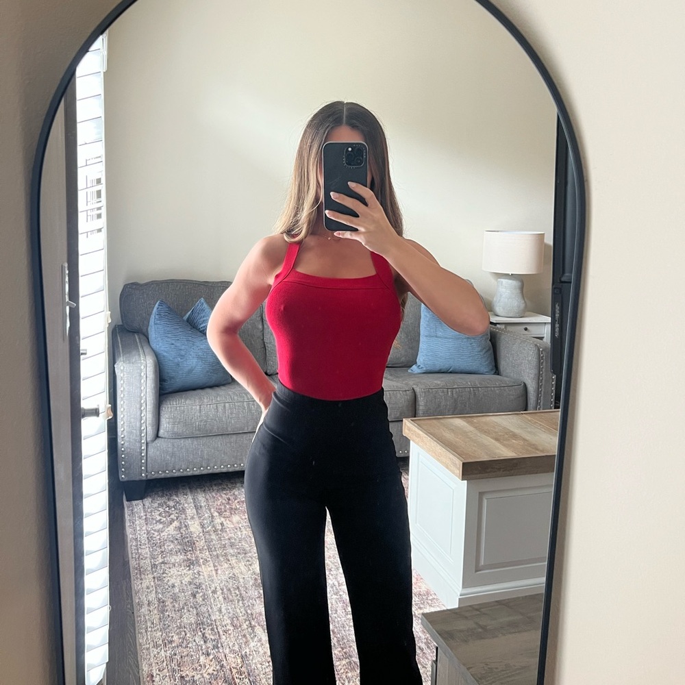 Superdown red body suit